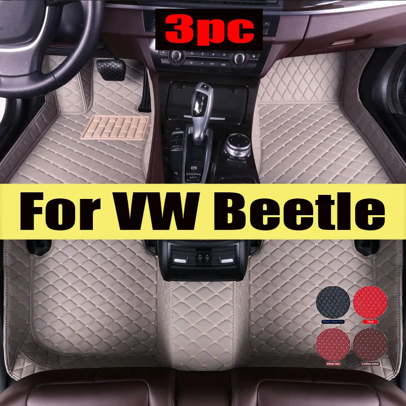 

Car Floor Mats For VW Beetle A5 2012~2018 The Main And Co-pilot Computer Box Leather Car Mats Car trunk mat