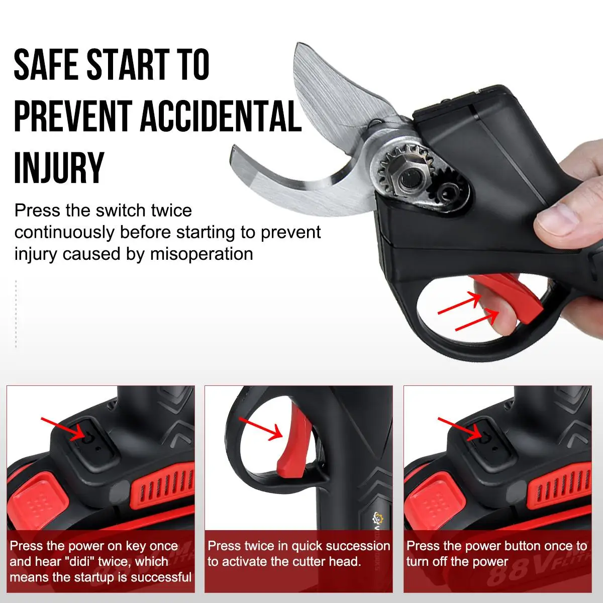 Imagem -04 - Violeworks-cordless Elétrica Pruner Tesouras de Poda Ramo Pruner Ramo Pruner Árvore Frutíferas Bonsai Pruner Bateria Recarregável 30 Milímetros