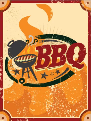 Metal plaque vintage retro style BBQ Grill Classic tin door sign Food sign