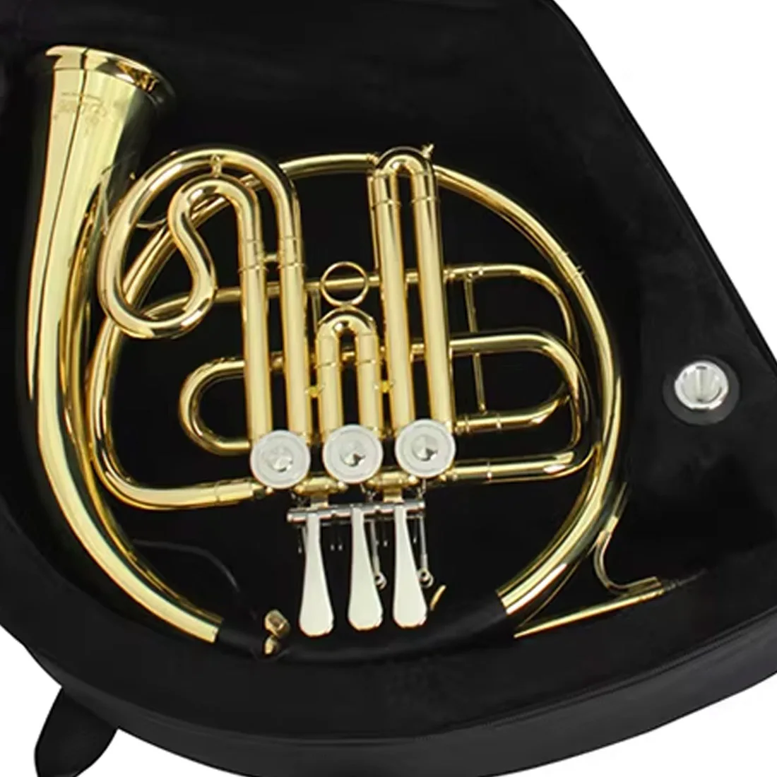 SLADE 3 Keys French Horn Bb Brass Instrument Golden Split French Horn with Case Mouthpiece Cleaning Kit Accessories