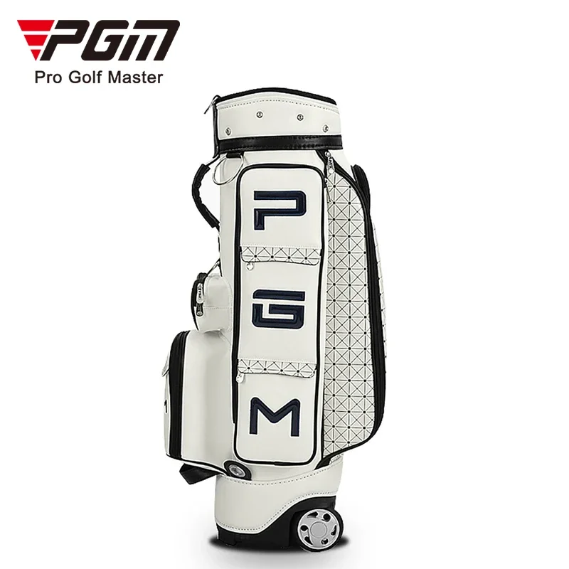 PGM Plaid Hidden Trolley Waterproof PU Golf Bag With Wheels