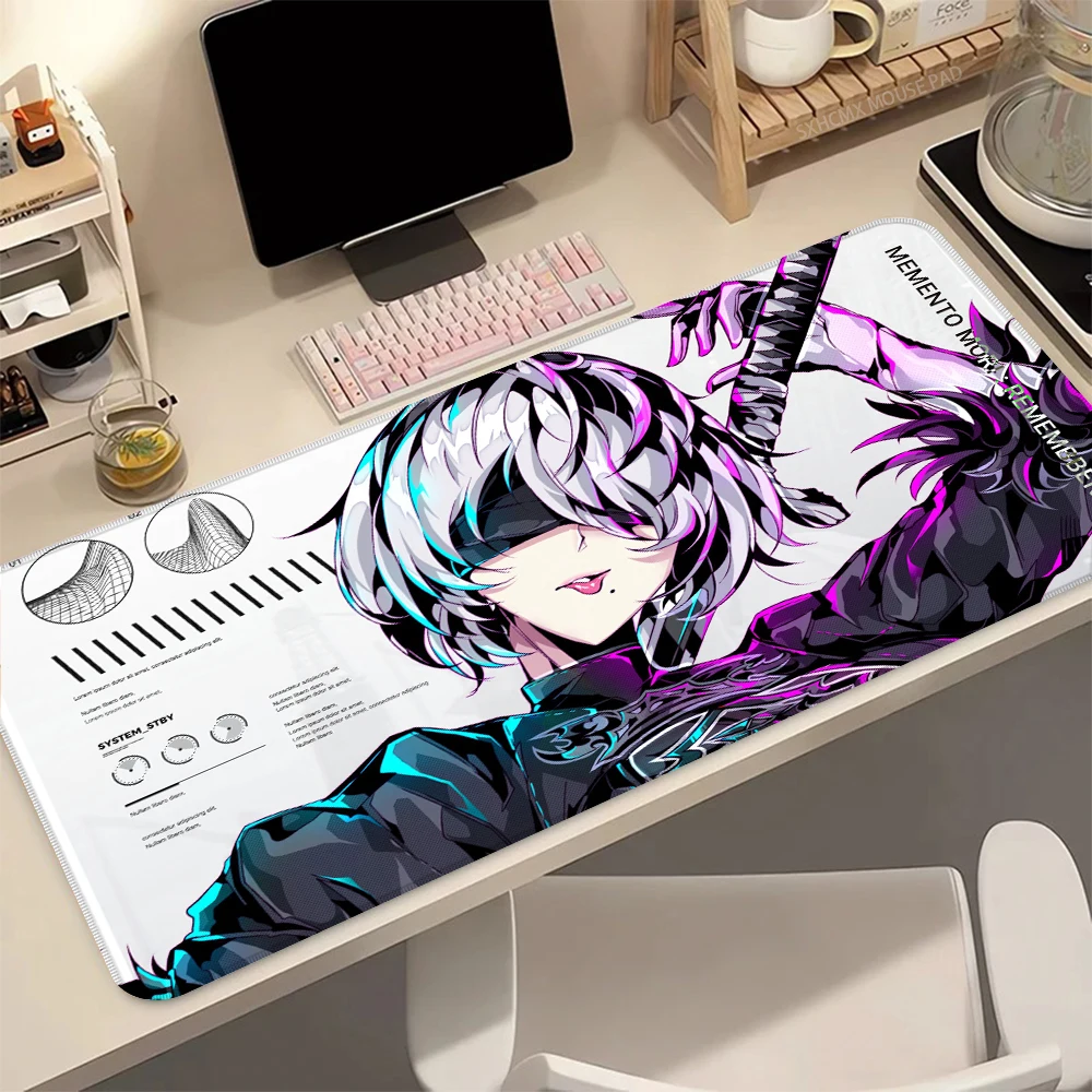 Nier Automata 2B Anime Mouse Pad XXL Extended Gaming Desk Mat Kawaii Sexy Girl Laptop Keyboard Rug Black White Large PC Pad