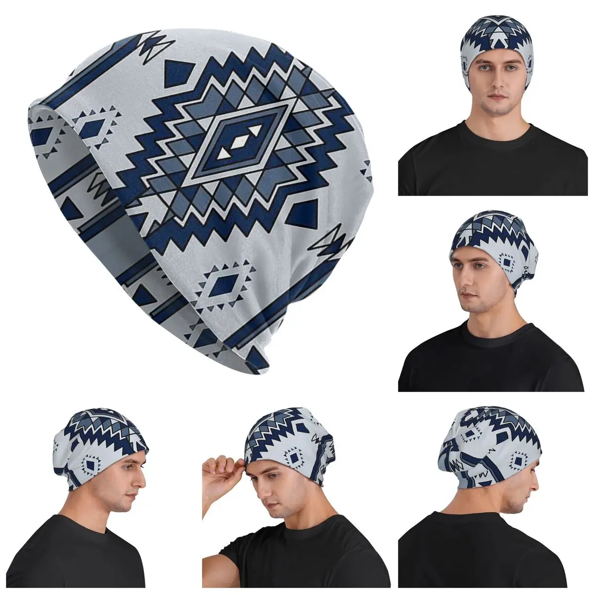 

Персидский принт Kilim, богемный геометрический этнический стиль, мужские и женские шапочки для взрослых, вязаная шапка с капюшоном, осенне-зимние шапки Skullies