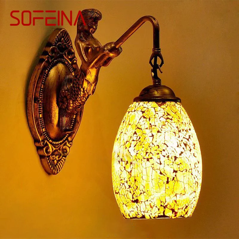 

SOFEINA Contemporary Mermaid Wall Lamp Personalized And Creative Living Room Bedroom Hallway Bar Decoration Light