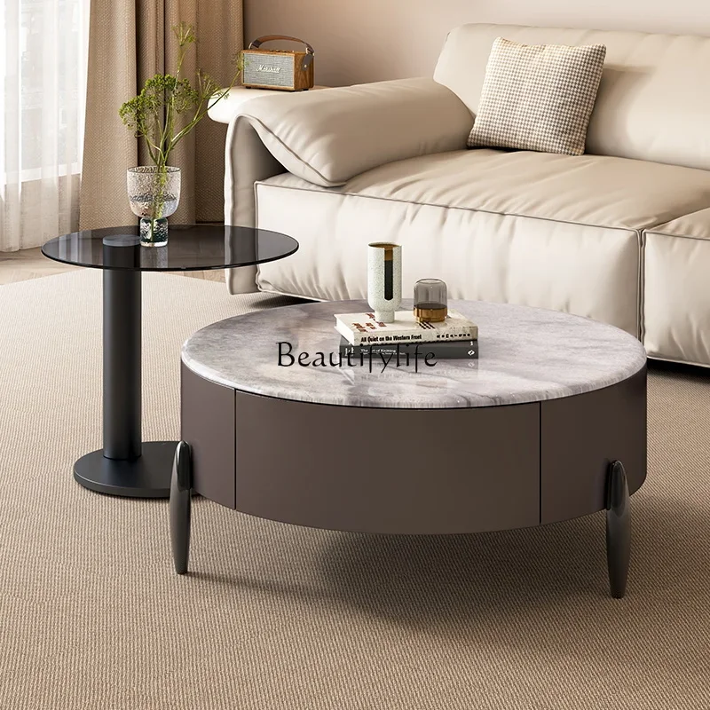 Technology stone coffee table household living room light luxury small apartment modern simple coffee table