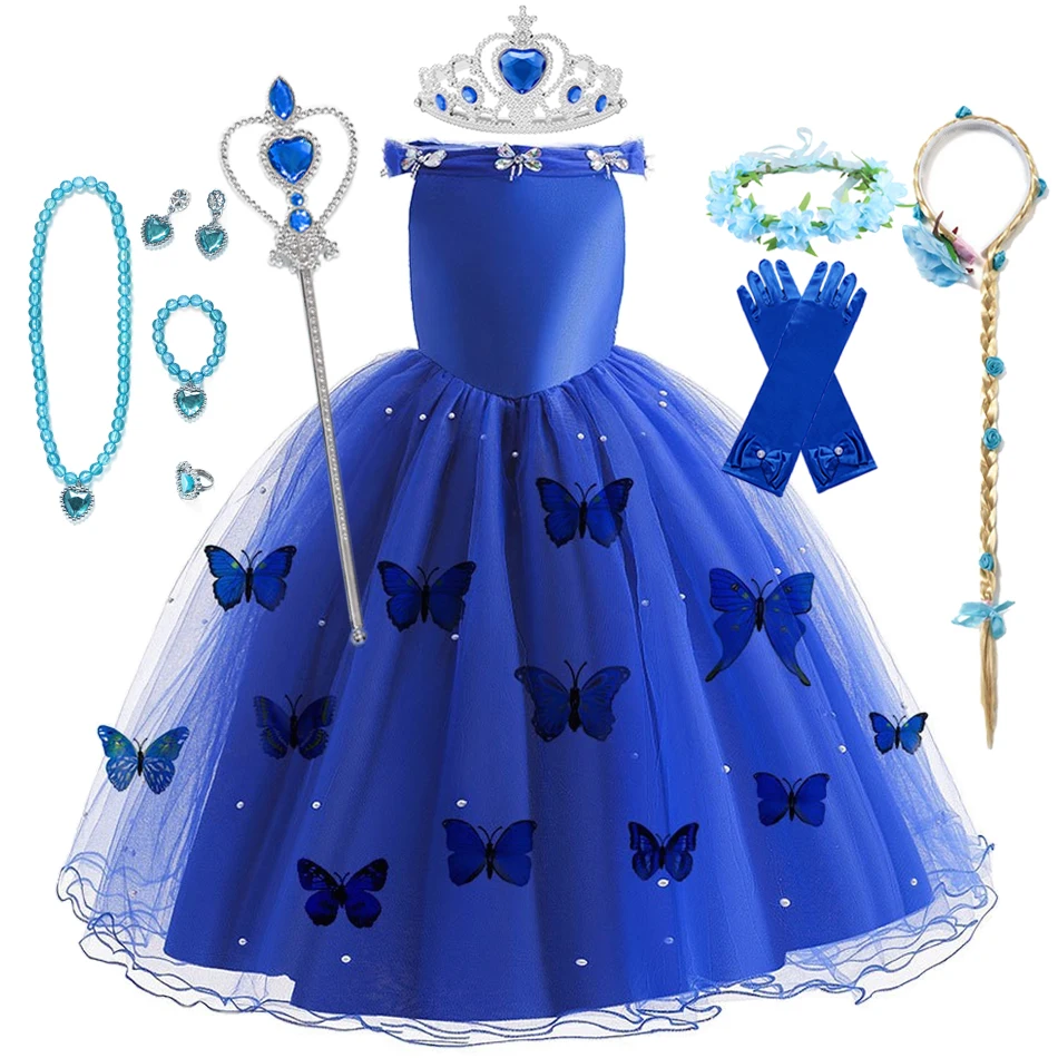 Cinderella Princess Fancy Girls Dress Up Halloween Cosplay Disney Costume Birthday Party Outfit Clothes