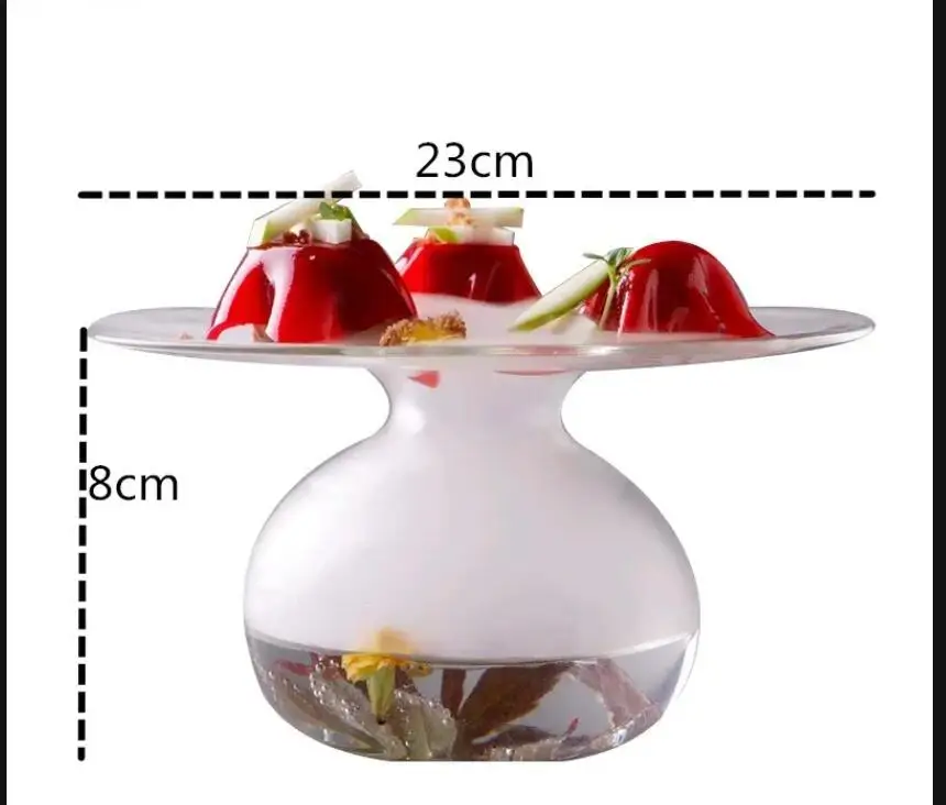 Transparent Glass Plate Dry Ice Japanese Restaurant Sushi Afternoon Tea Dessert Home Kitchen Tableware