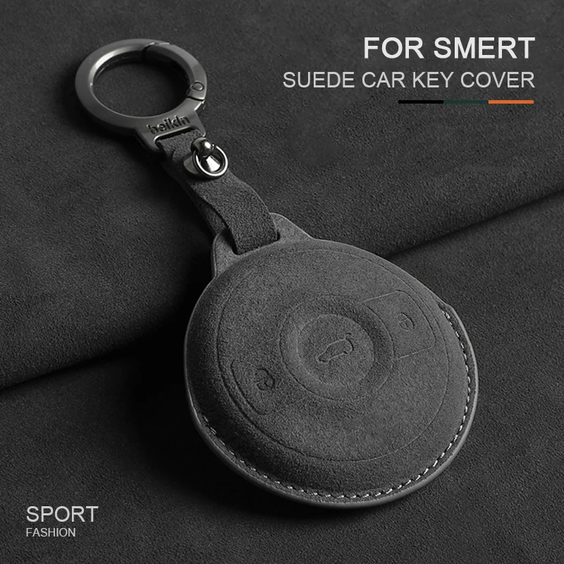 

Suede Leather Car Key Case Cover For Mercedes Benz SMART Fortwo 1 BRABUS 1 Benz SMART 2022 2023 Key Holder Shell Fob Accessories