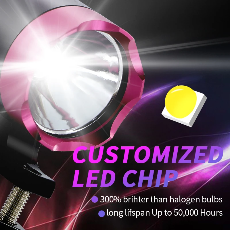 SAARMAT 1pcs Led Auto Motorcycle Headlight Spotlight Fog Light 6W 1000Lm with XML-T6 Chip Car Styling Moto Bike White DC12 24V
