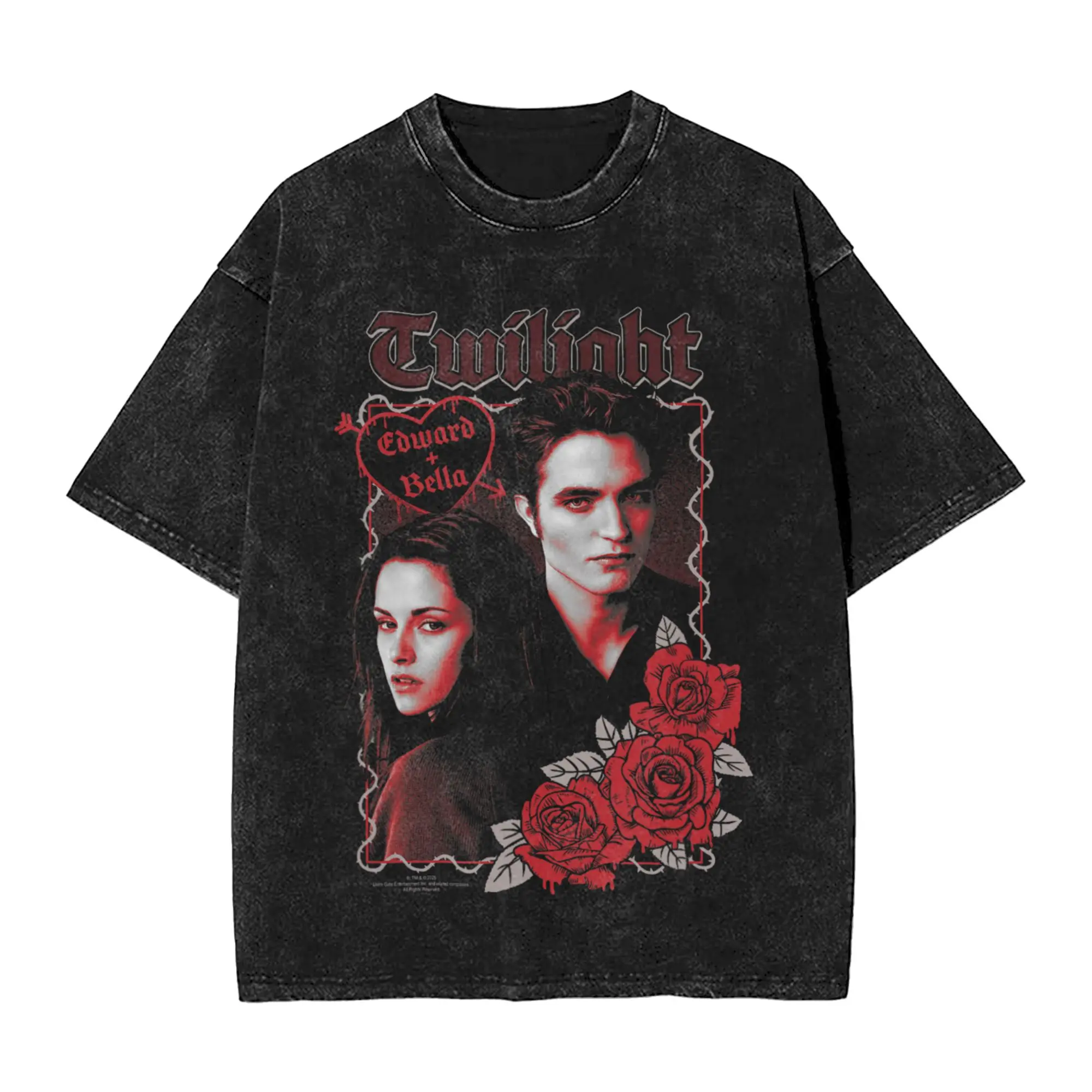 Twilight Saga Movies Edward And Bella Love With Roses Men T Shirts Washed  Novelty Tee Shirt Short Sleeve Round Neck T-Shirts