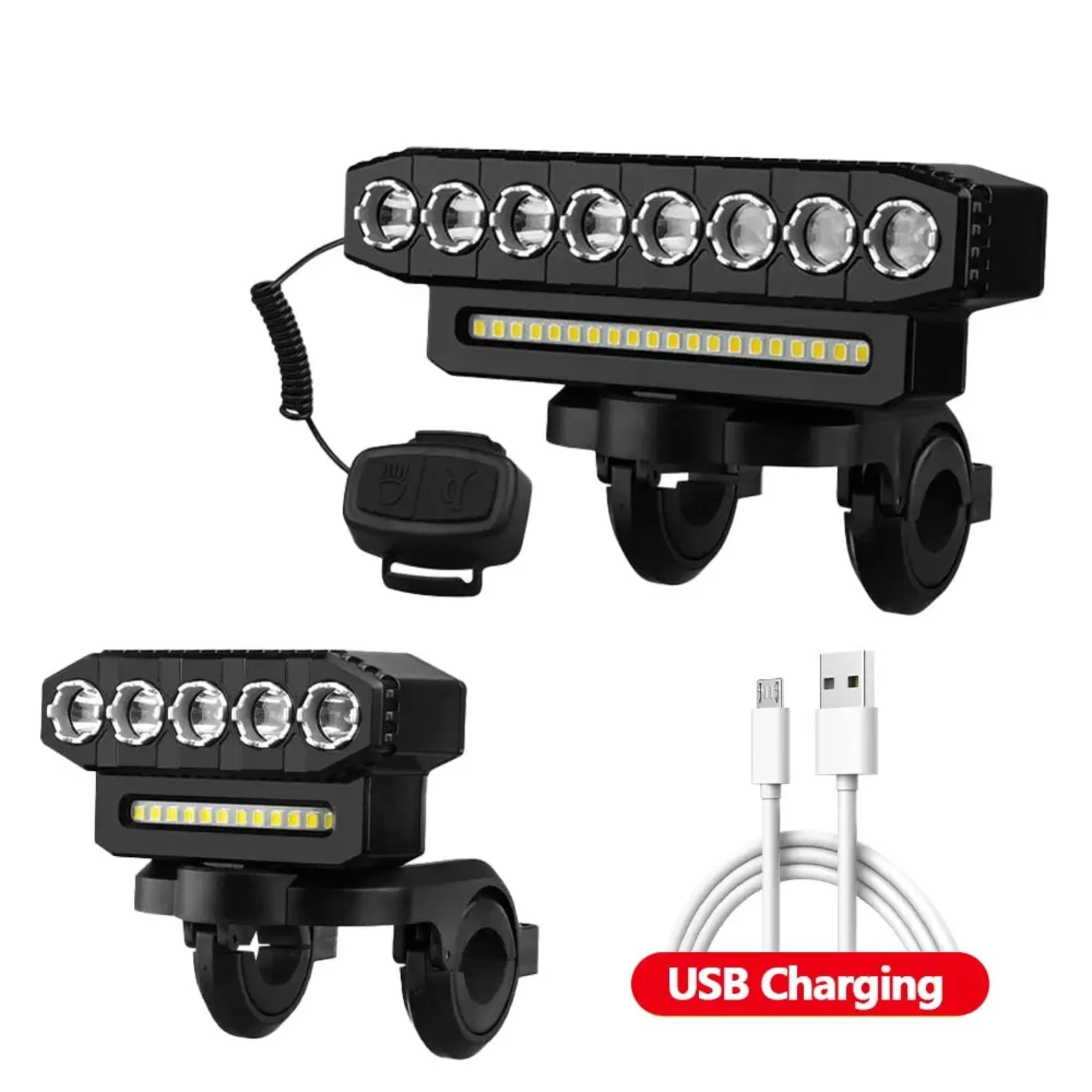 8  Bicycle Front Light USB Rechargeable 130dB Cycling Bike  Easy to Install 6 Modes Bicycle Bell Light V bike light Wheel light