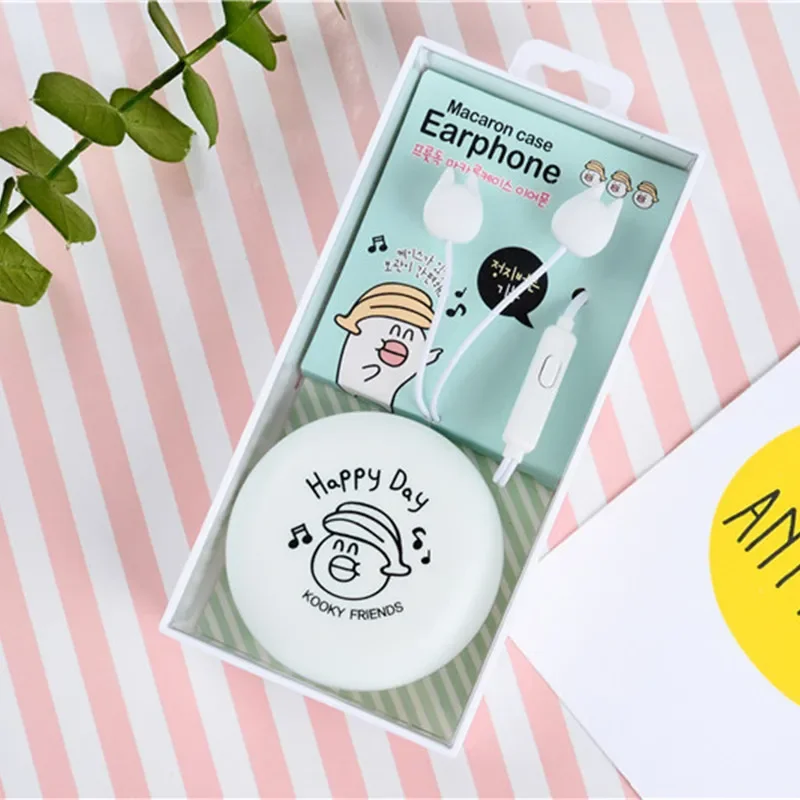 Cute Cat słuchawki 3.5MM Cute Cartoon muzyka zatyczki do uszu z mikrofonem i schowek dla iPhone Xiaomi MP3 dziecko dzieci dziewczyna prezent