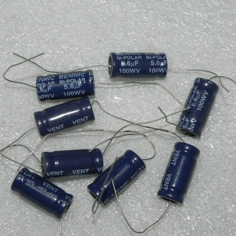 5PCS BENNIC Axial BP Non polarized Divided Aluminum Electrolytic Capacitor 100V5.6UF 13X26MM