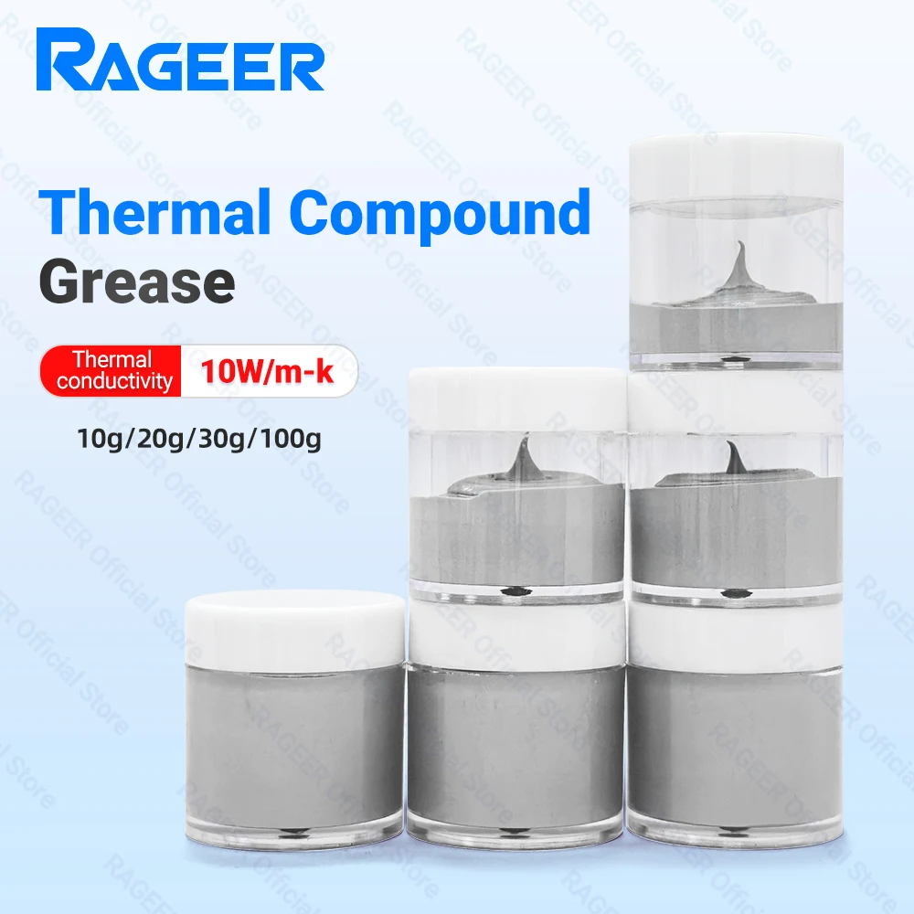 RAGEER 10g High-Performance Thermal Paste -10W/m·K Silicone Grease for CPU/GPU/VGA/Laptop/Heatsink Non-Curing&Easy Apply Formula