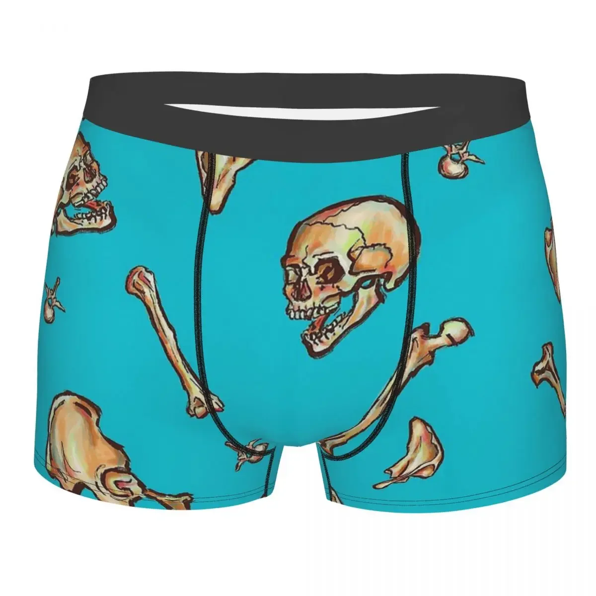 Skeleton Skull Bone Bones Teal Underpants Homme Panties Man Underwear Ventilate Shorts Boxer Briefs