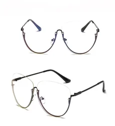 2024 Trend Clear Glasses Women Clear Lens Optical Frames Superstar Unique Transparent Oculos Semi Rimless Spectacle Fake Glasses