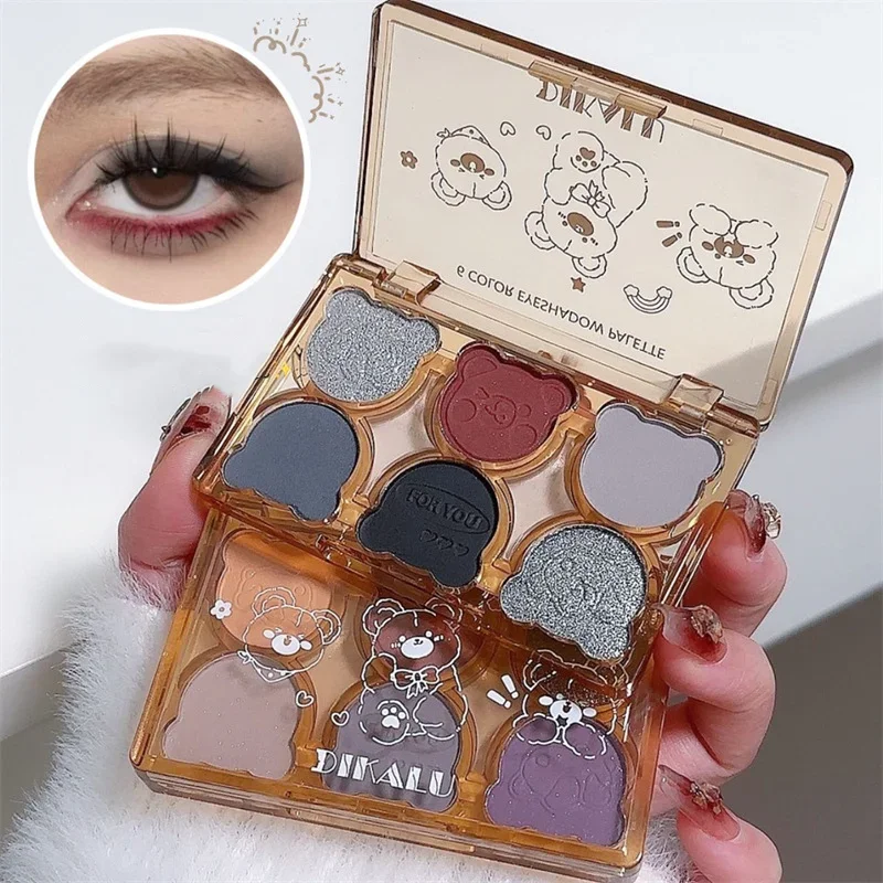 Sombra de ojos con purpurina, 6 colores, mate, Nacarado, Diamante brillante, resistente al agua, larga duración, ojos encantadores, paleta de maquillaje, cosméticos