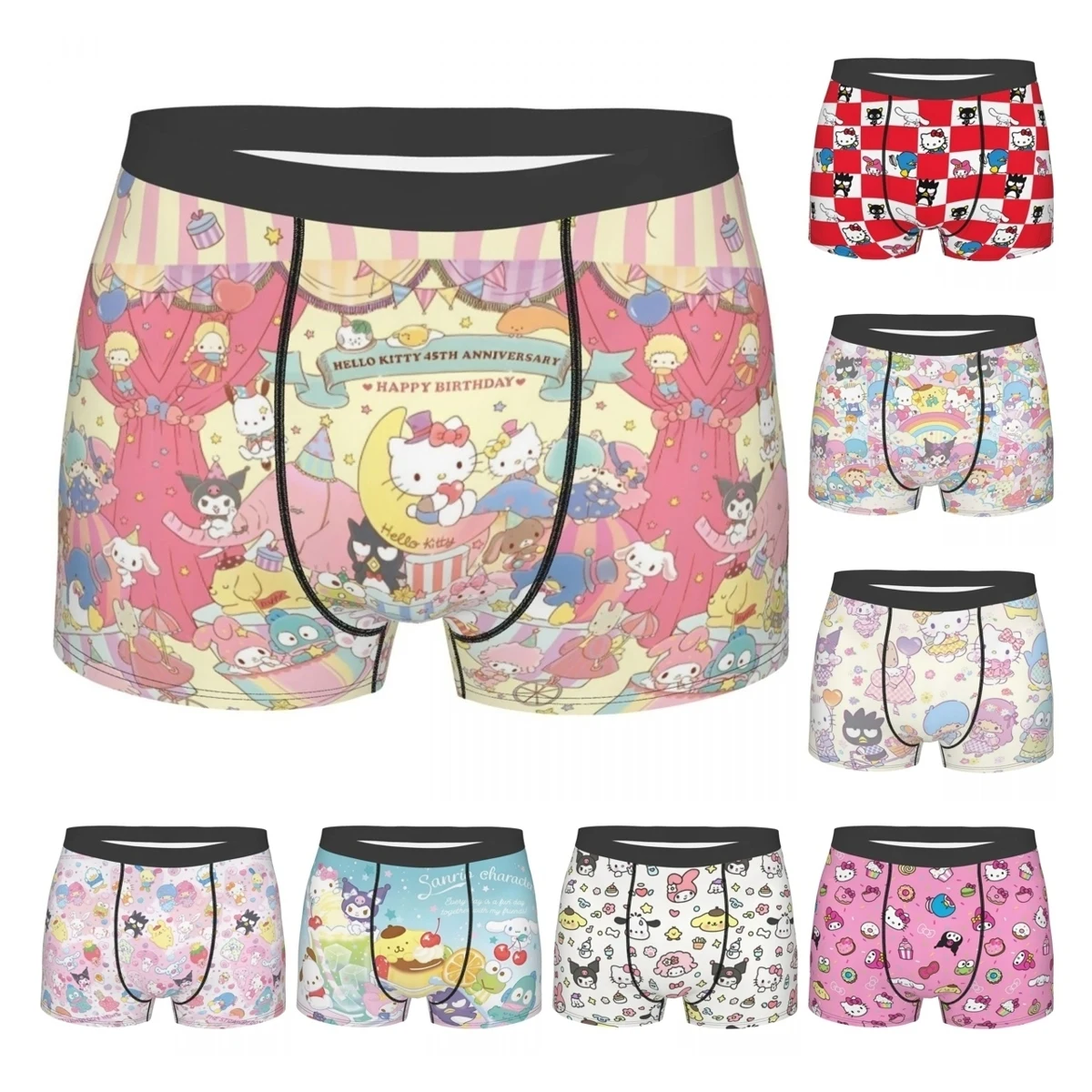 

Боксеры Sanrio Kuromi Melody Hello Kitty, забавное нижнее белье для мужчин, мультяшное одеяло, трусы, ультра мягкие боксеры, трусы
