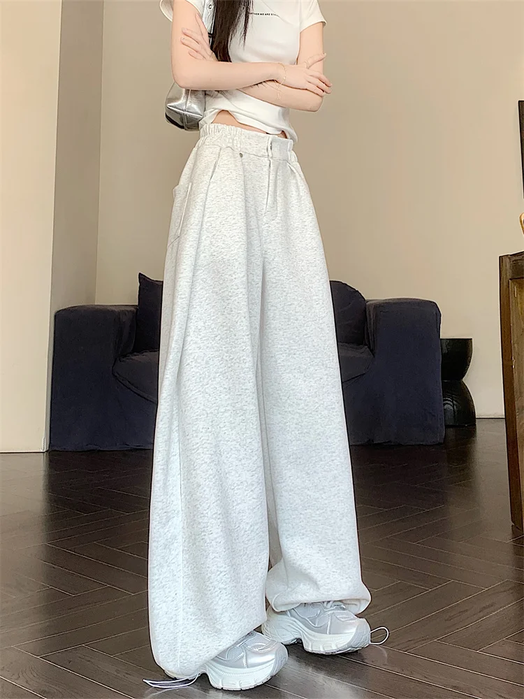 2025 pantalones sueltos de peso pesado con cuchillo de plátano para hombres y mujeres, pantalones de chándal informales plisados adelgazantes americanos drapeados ey, pantalones de chándal juveniles de primavera