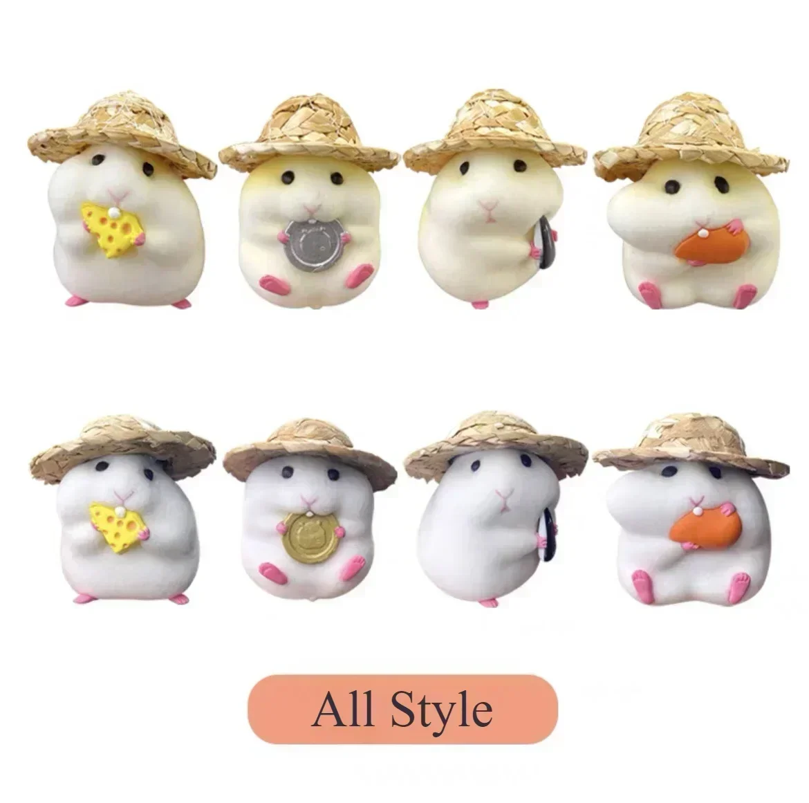 Cute Creative Hamster with Straw Hat Car Decoration Auto Interior Dashboard Accessory Auto Adorns Car Ornament Decorative Decor