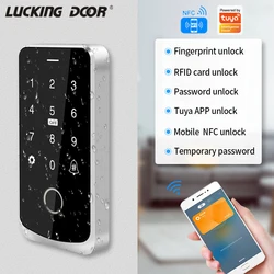Support Tuya App NFC Bluetooth Access Control System IP65 Waterproof RFID IC Fingerprint Keypad Backlight Touch Screen