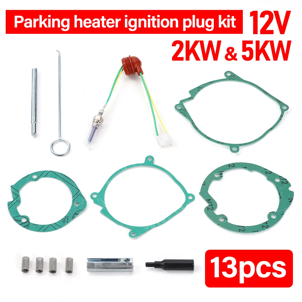 12V 2-8KW Glow Plug Repair Kit Suitable for Parking Heater Accessories Ignition Plug 13 Piece Set Accessories Tools