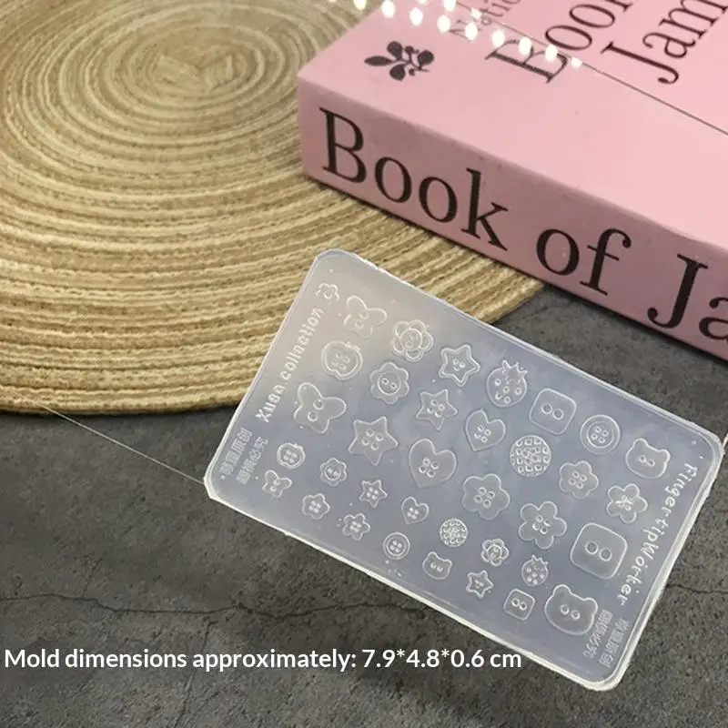 1 Stück Maniküre Multi-Formen-Knopf, kleines Modell, 3D-Knöpfe, Nagelkunstform, Silikon, niedliche Nagel-Charms, Werkzeug, Frauen DIY Harz-Schnallen-Zubehör – Detail 9