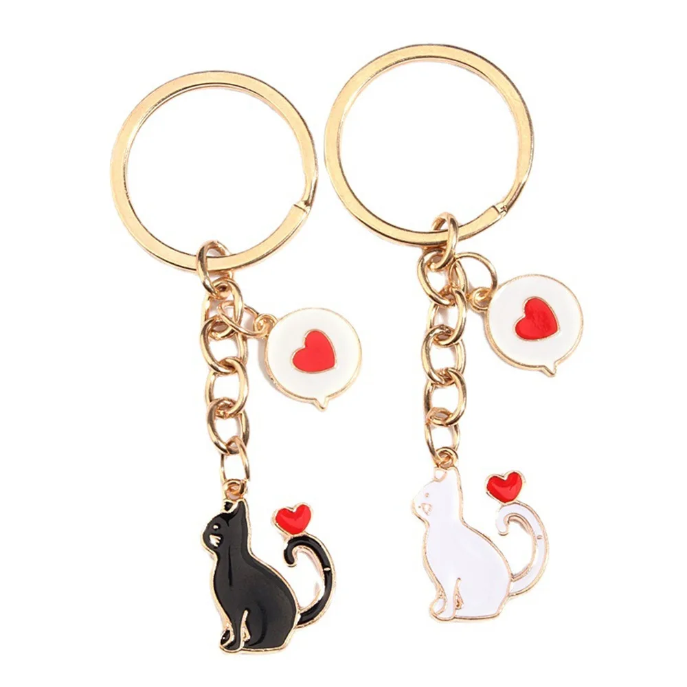 Portachiavi Anime Moon Cats gioielli smaltati al forno coppia in lega di zinco portachiavi accessorio pendente portachiavi regalo per le donne