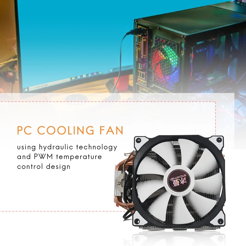 SNOWMAN M-T6 4PIN CPU Cooler Master 6 Heatpipe Double Fans 12Cm Cooling Fan LGA775 1151 115X 1366 Support  AMD