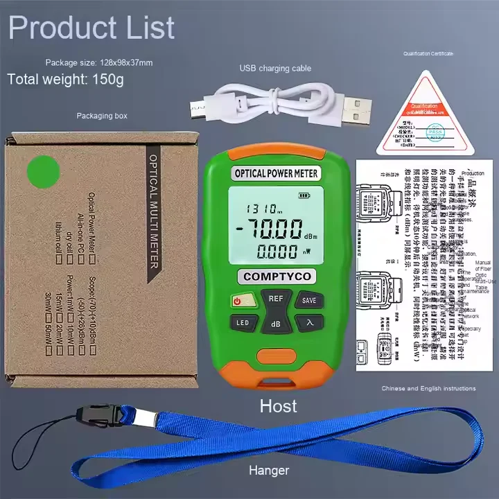 COMPTYCO AUA-DC7/D5 Mini Optical Power Meter Fiber Optic Tester OPM Dengan Lampu LED Isi Ulang