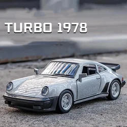 1/36 Porsche 911 1978 aluminiowy Model samochodu zabawka imitacja metalu odlewu z ozdobną dekoracją Mini samochodu kolekcja prezentów dla dzieci