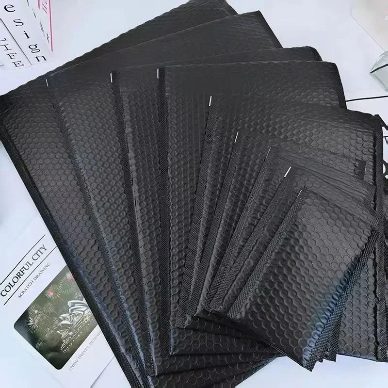 1/100 個ピンクポリバブルメーラーパッド入り封筒セルフシールパッド入り封筒ギフトバッグ黒包装封筒バッグ本