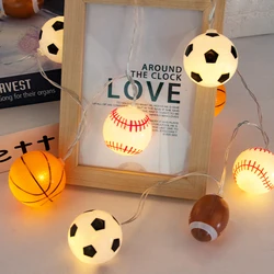 Sports Ball String Lights 10LED Soccer Baseball Basketball Football Fairy Light for Sport Theme Party kids Bedroom Decoration