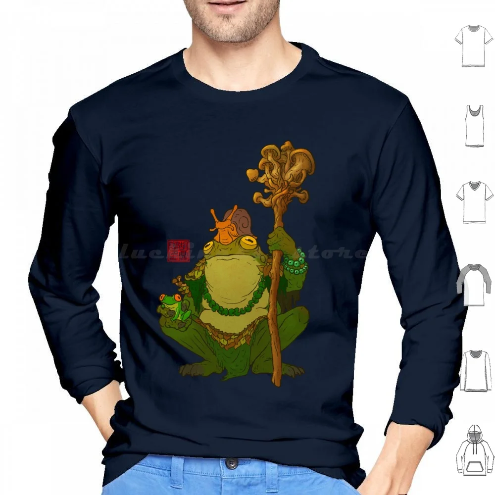 Frog Druid Shaman Witch Hoodie cotton Long Sleeve Frog Frogs Druid Shaman Witch Cottagecore Dinghuart Ding Hu Froggy Fantasy