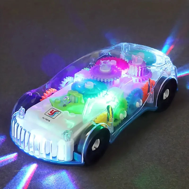 Transparent Gear Toy Car Color Light Electric Music Universal Concept Car, Universal Driving Car Children\'s Toy Car Children\'s B