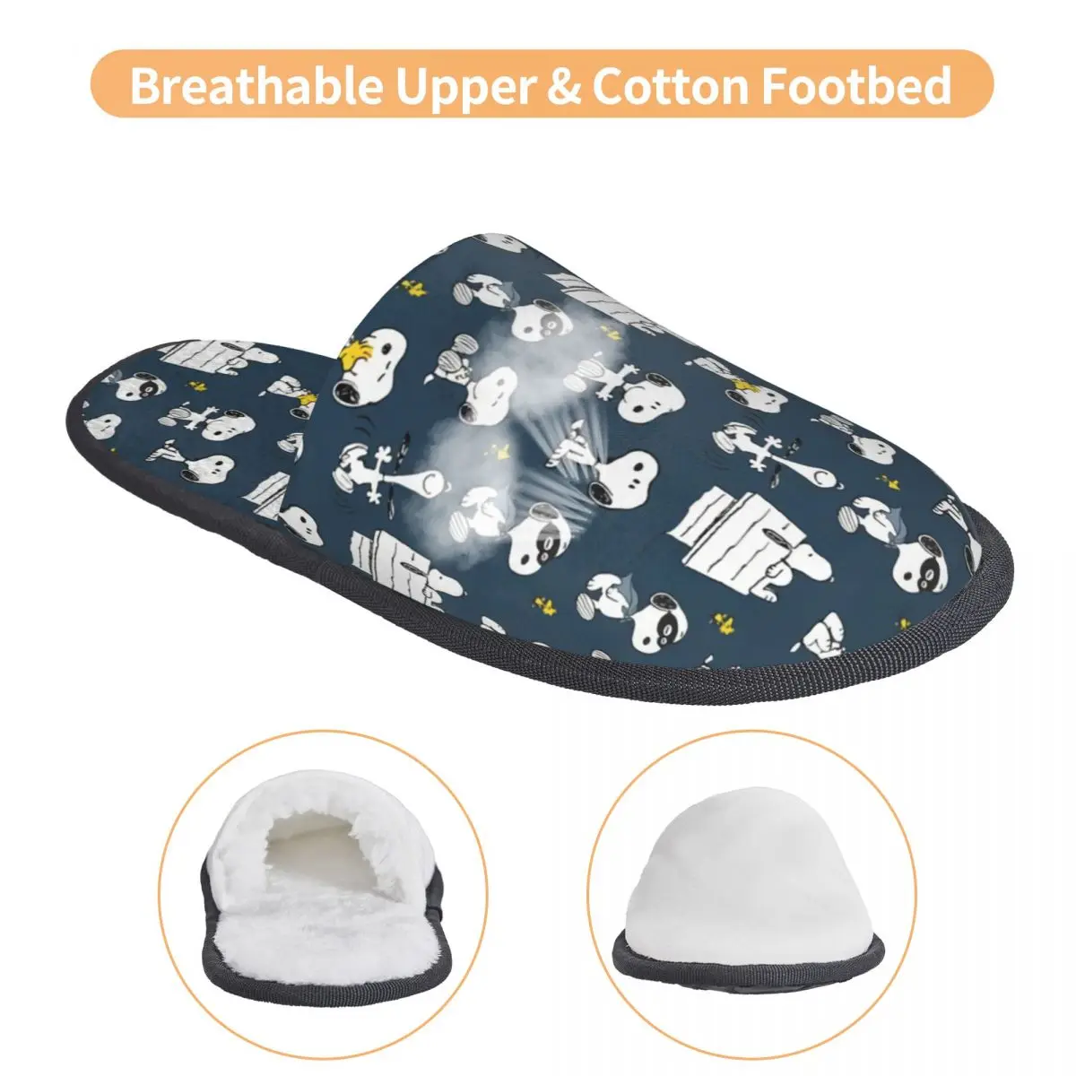 Pantofole da casa con motivo a cartoni animati da donna con stampa personalizzata S-Snoopys Cozy Warm Memory Foam Fluffy Slipper Indoor Outdoor Shoes