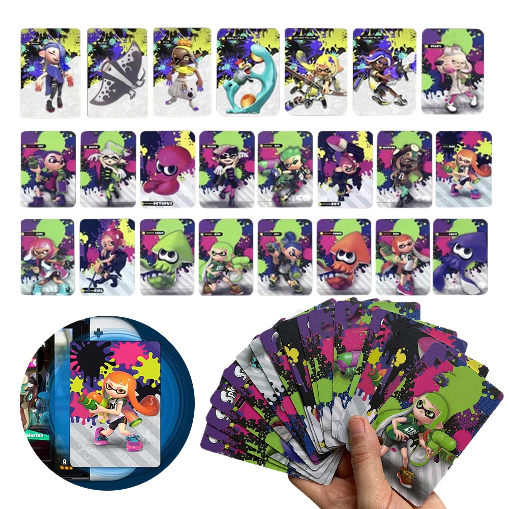 3-23pcs For Amiibo Card New Horizons Splatoon 3 Figure Kawaii Roles for NS Switch 3DS Game Cards Set Collect Mini NFC Cards