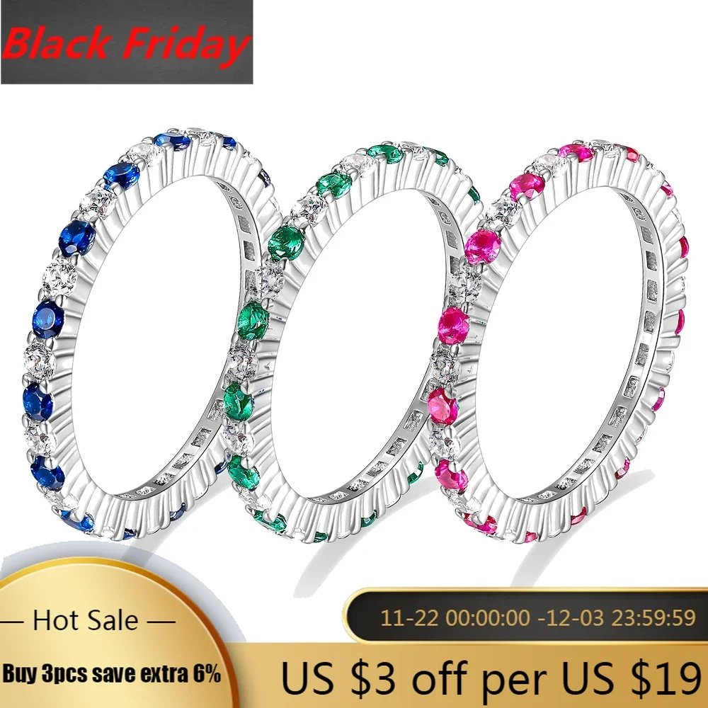 Trumium 925 Sterling Silver Rings for Women Sapphire Ruby Cubic Zircon Color Gemstone Boho Wedding Engagement Ring Jewelry