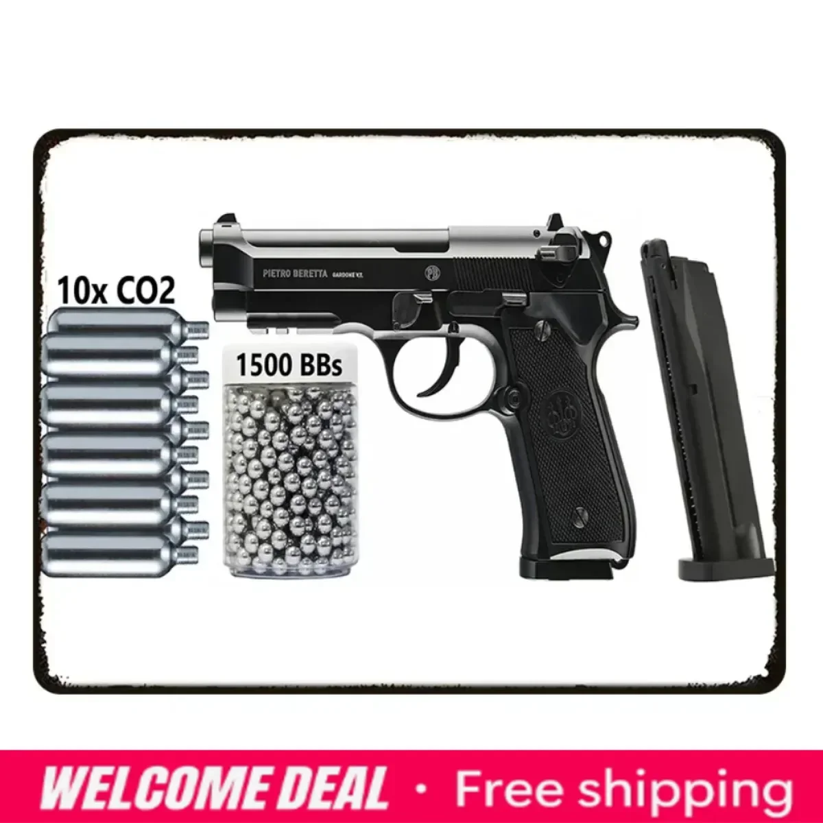 2026 New HD Metal Decorative Plaque, The Pistol Pattern Is Painted In Metal, Beretta M9 Airsoft Pistol The Pattern Is Decorat