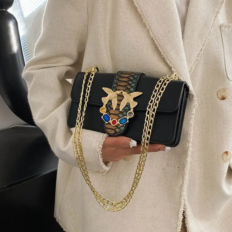 

Embossed Splicing Gemstone Decoration Bag - Women's Versatile Underarm Shoulder Messenger Bag New Design Popular Women's Bag