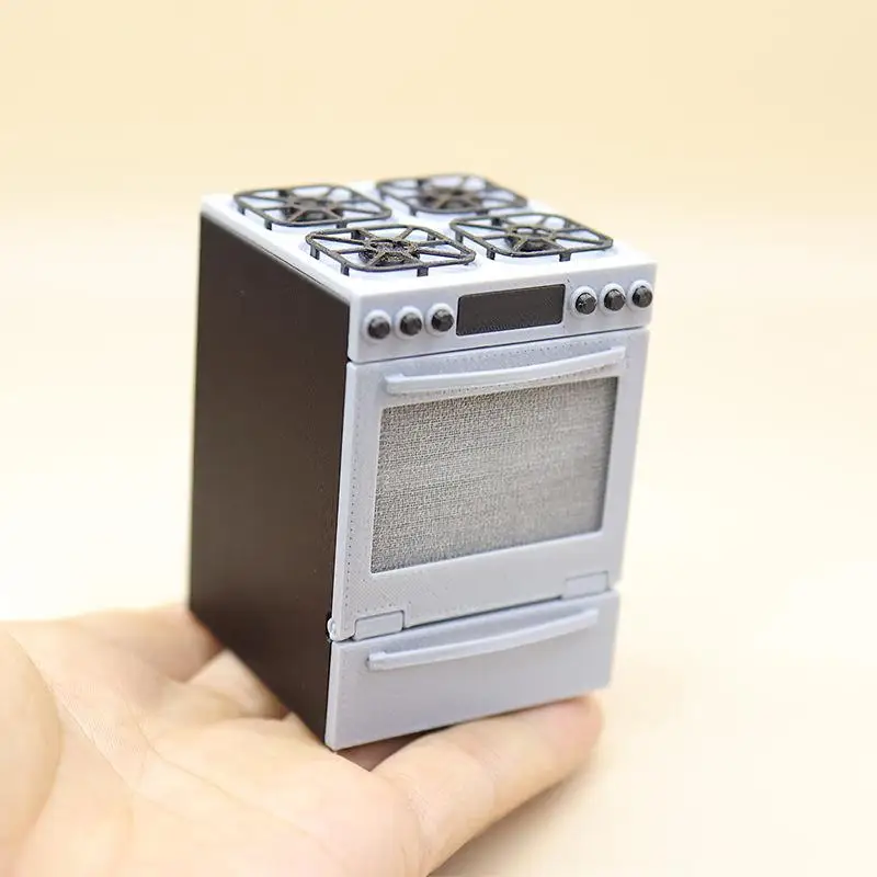 Miniature Gas Stove With Oven Model 1/12 Dollhouse Kitchen Scene Decoration Dollhouse Sand Table Photo Props Pretend Play Toys