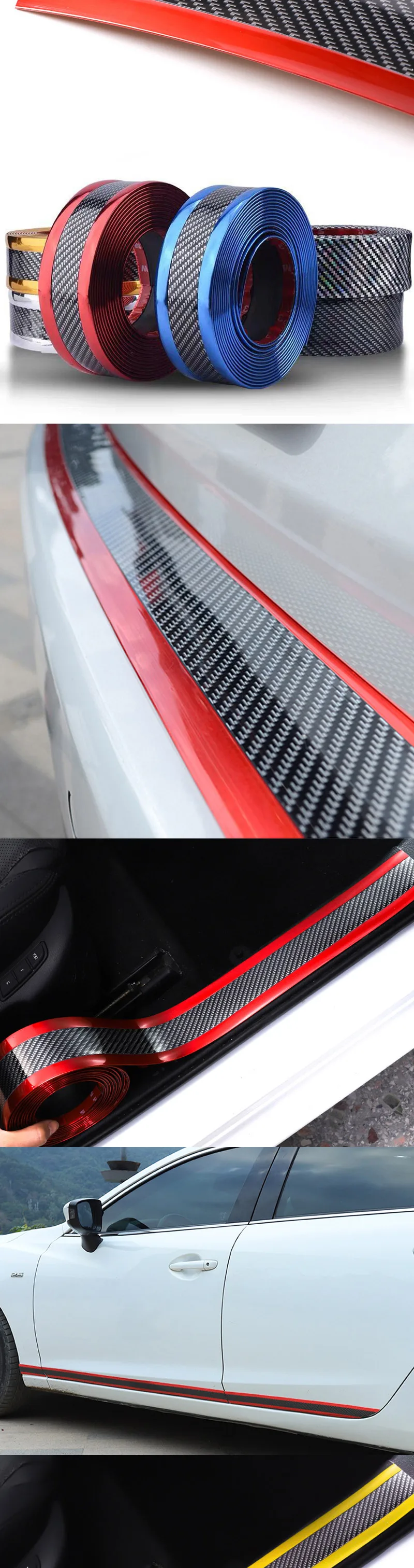 Auto aufkleber Tür kantens chutz Universal Autotür schweller Aufkleber Kohle faser Anti-Kratzer transparente Folie Schutz Auto Film – Detail 3