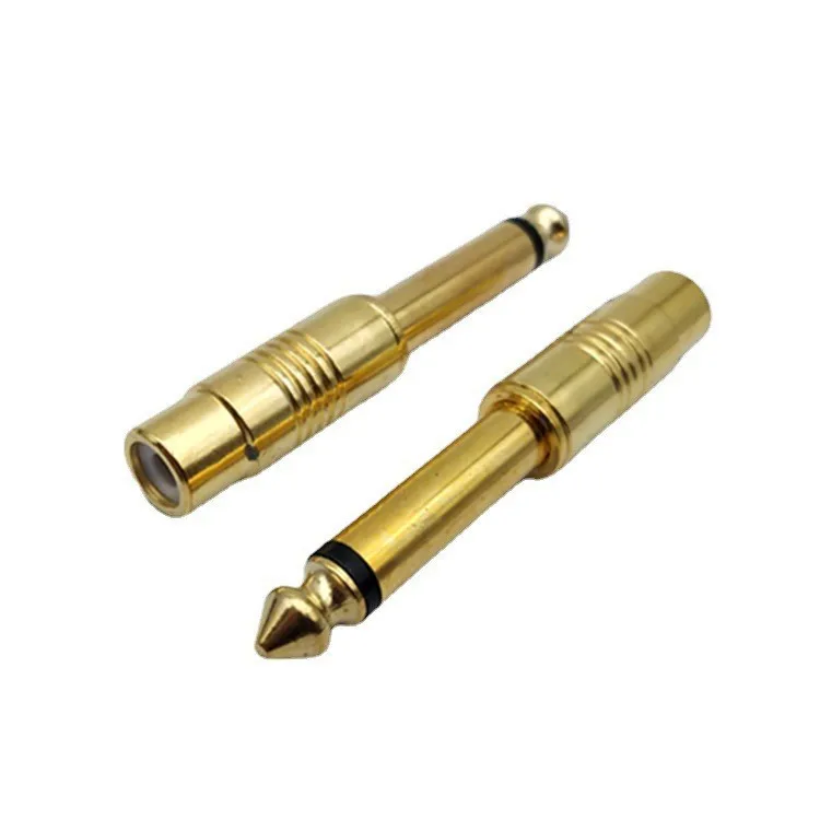 50Pcs/Lot Gold Plated 6.35MM Mono Audio Adapter 6.5MM 1/4