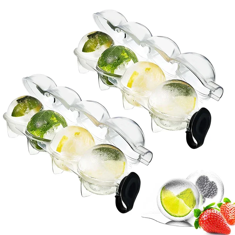 4-hole Ice Hockey Mold Box Whiskey Round ice Tray Mold Summer DIY Transparent Ice Cream Desserts Maker Mold Mother's Day Gifts