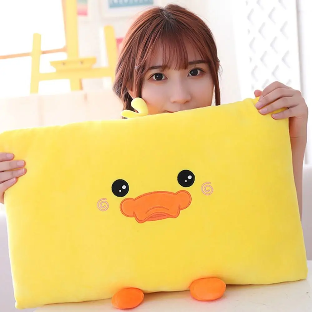 Almohada de felpa de pato de dibujos animados de algodón PP, muñeco de peluche de pato esponjoso para Cosplay, pato amarillo de dibujos animados suaves, juguetes de peluche