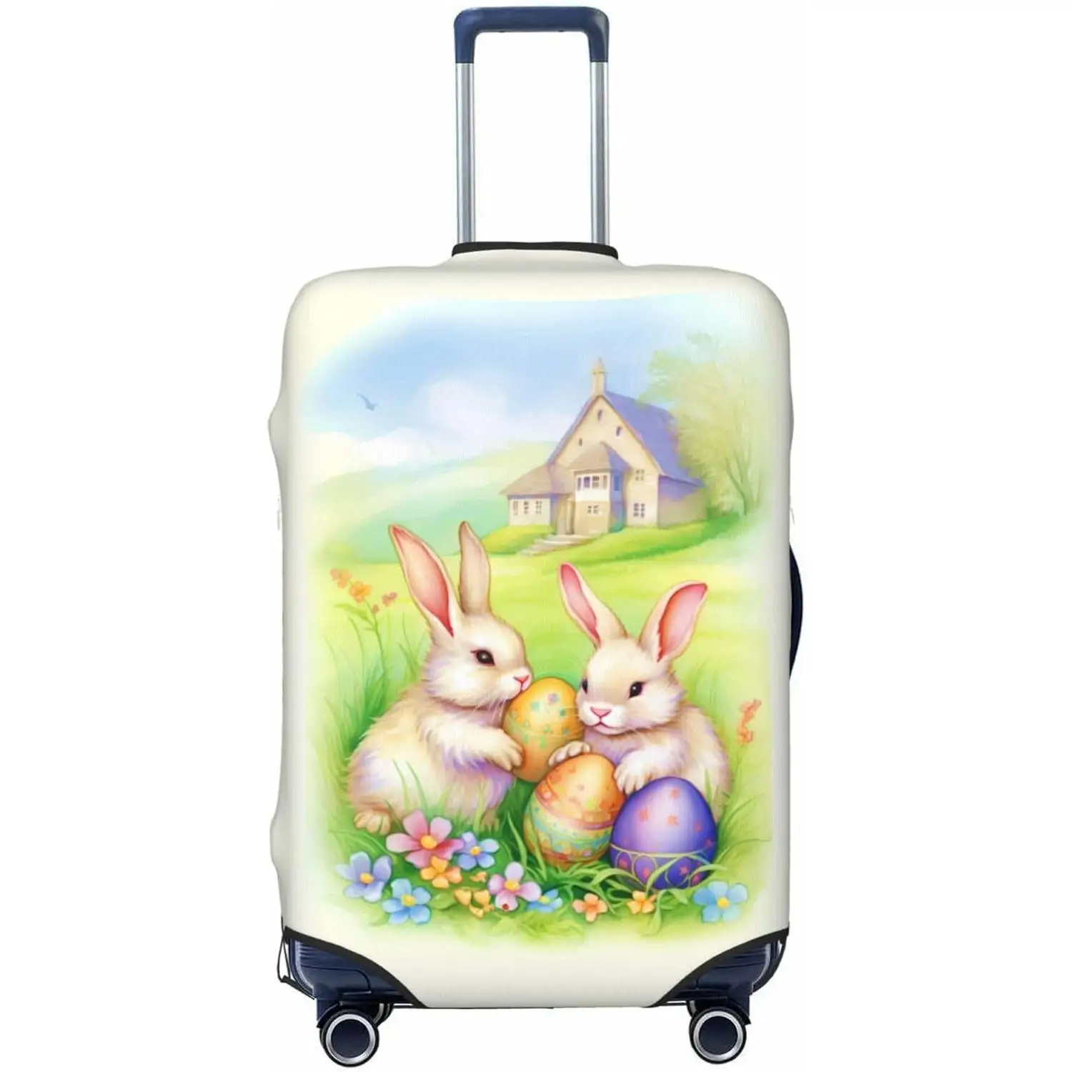 

Пасхальные кролики, яйца, дорожный чехол для багажа, моющиеся чехлы для чемоданов из спандекса для работы на открытом воздухе