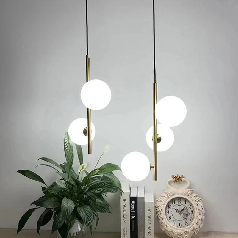 

Nordic Glass ball Pendant lights Brass Black Hanging Lamp Modern Living room Dining Bedroom Decor Lighting Fixture