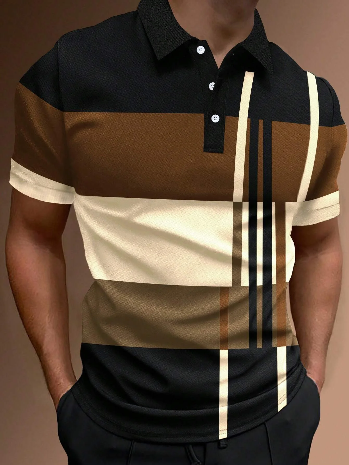 2024 Fashion Striped Print Polo Shirt Summer Men Vintage Clothing High Quality Casual Tops Tees Fashion Button Lapel Camiseta