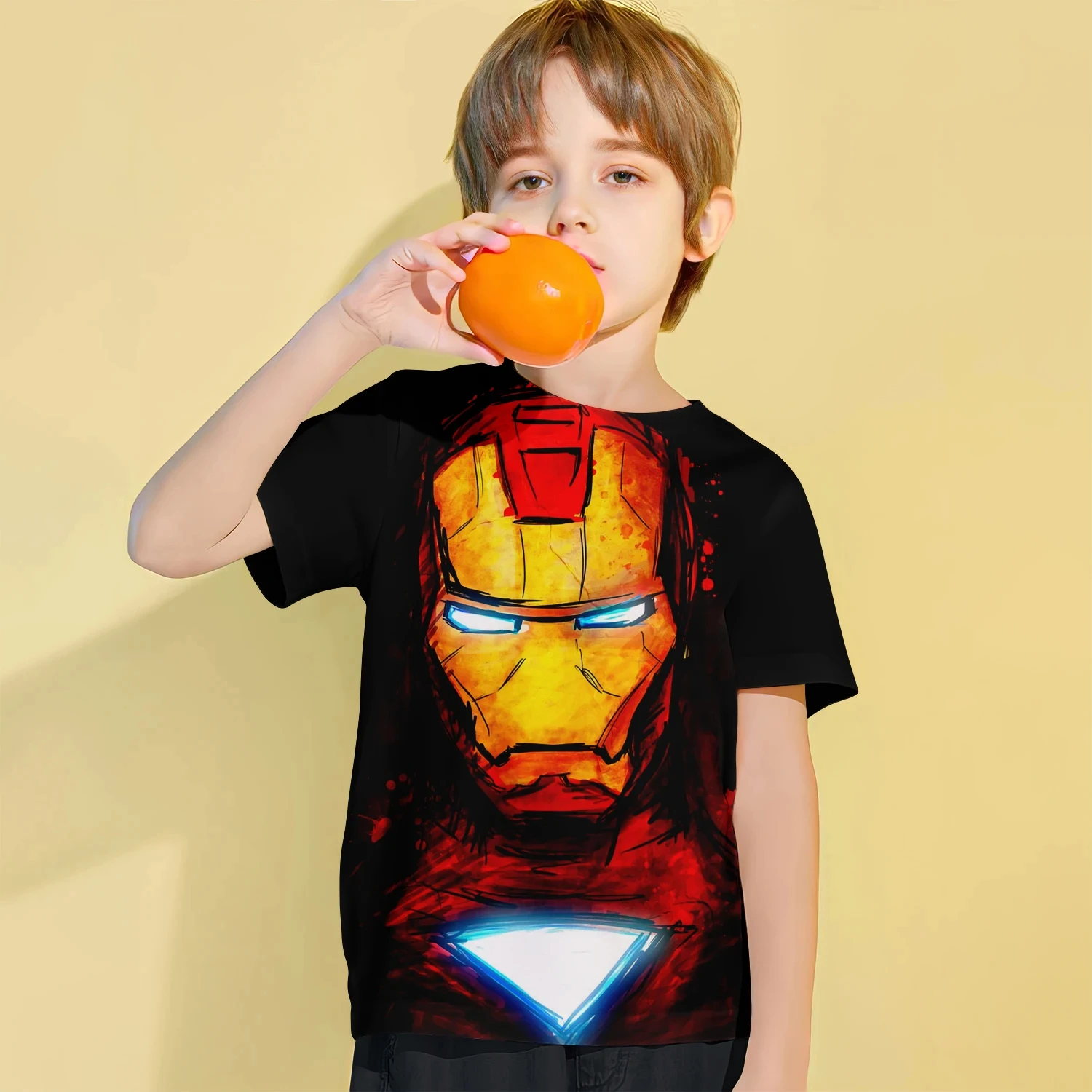 Summer Kids Cartoon Iron Man Tops Tees 3D Print Tshirt Children Casual Short Sleeve Clothing Boys Girls Sports Streetwear