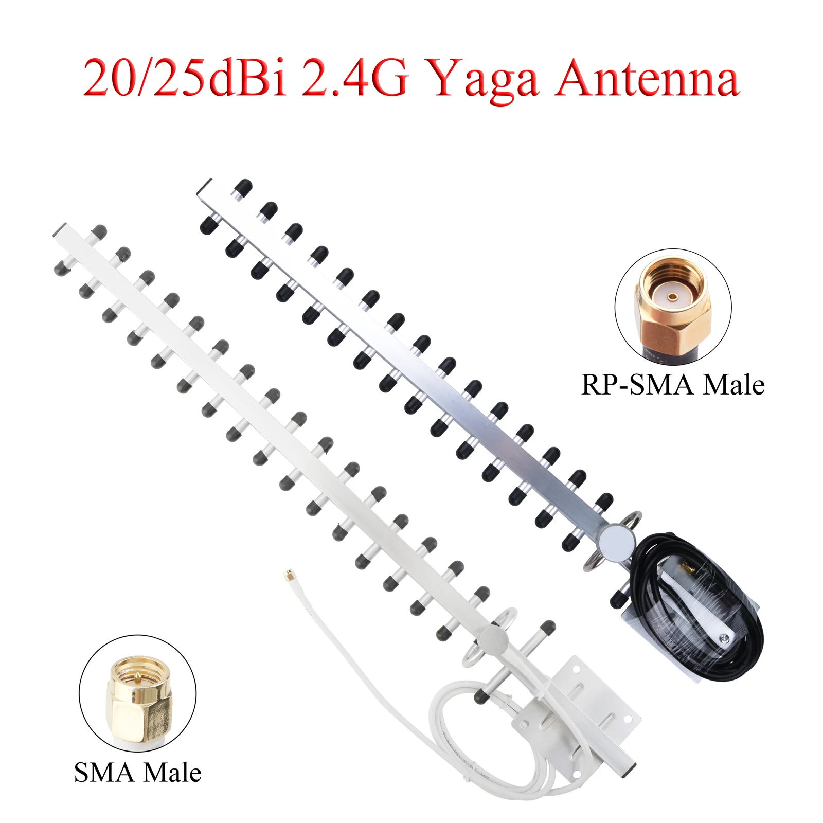 1PCS 2.4G 20/25dBi Antenna 2400-2500MHz Outdoor Wireless Yagi Antenna RP-SMA /SMA Male For Router Booster Amplifier Modem